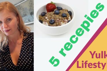 Top 5 healthy easy 10 minute recipes For Weight Loss / Granola, salad with chicken, avocado, brownie