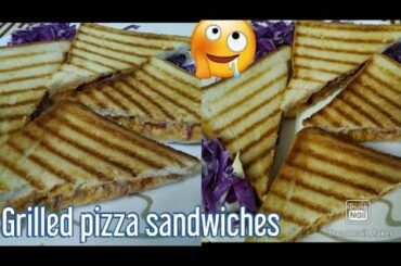 Grilled pizza sandwiches/evening snack/lunch box idea/quick recipe by Rasoi Zayeka