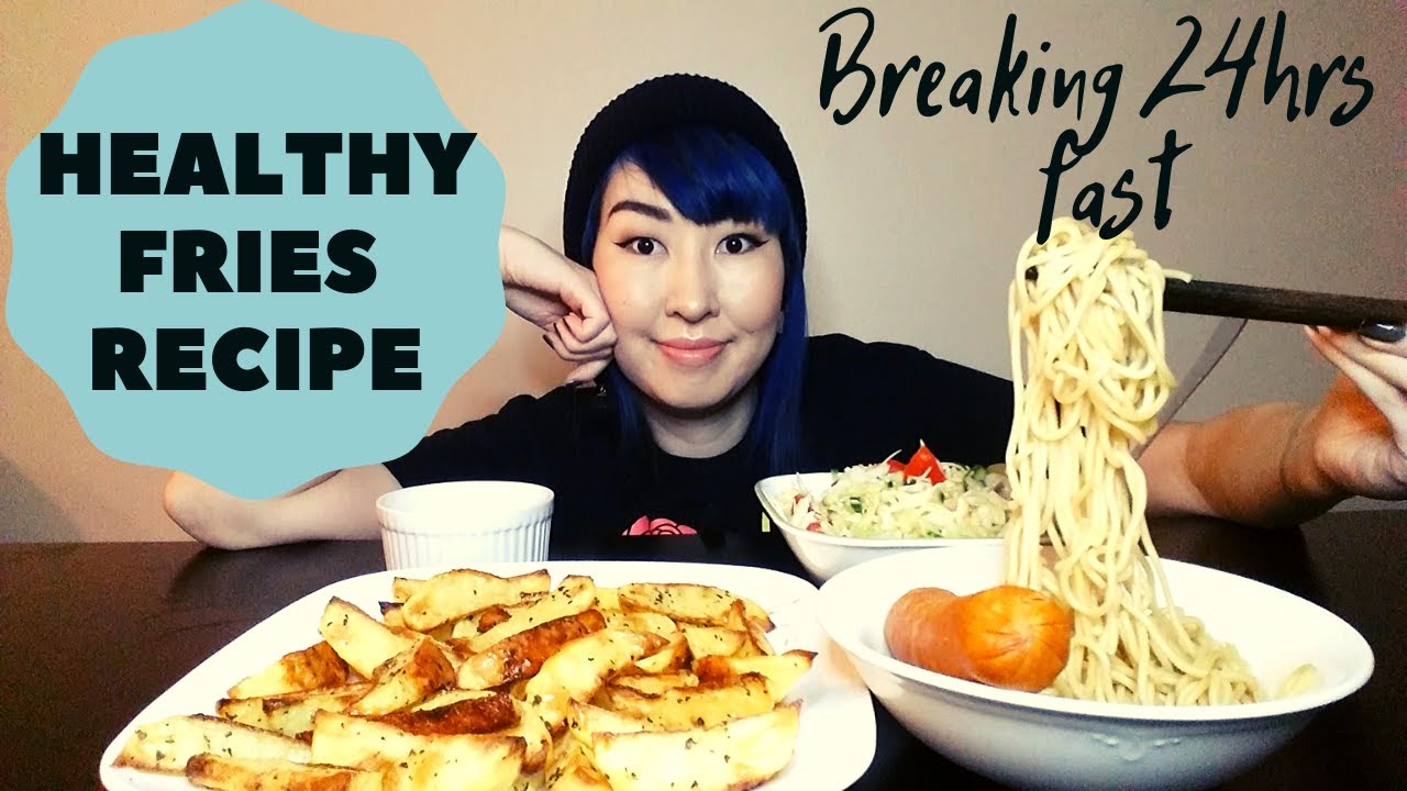 🔵HEALTHY FRIES RECIPE. NOODLES, SAUSAGE AND SALAD MUKBANG🍜🔵 🔵HEALTHY FRIES RECIPE. NOODLES, SAUSAGE AND SALAD MUKBANG🍜🔵