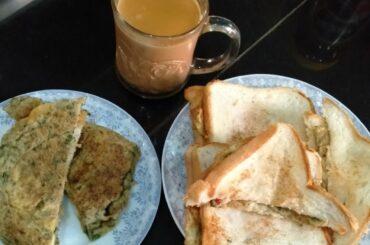 Quick and easy breakfast bread omlete very healthy very spicy by jannat