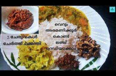 എളുപ്പത്തിൽ ഒരു  ഹെൽത്തി നാടൻ ഊണ്  || kerala style easy & healthy lunch combo without coconut !!