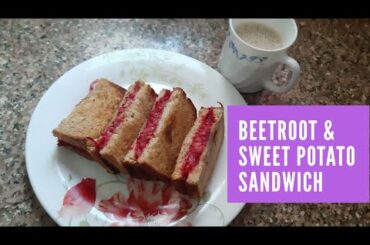 Beetroot sweet potato sandwich | healthy sandwich recipe | easy kids snacks/breakfast recipe |