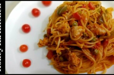 Red Sauce Spaghetti Recipe | Tomato Sauce Spaghetti |Chicken Vegetable Spaghetti|By Honey Ka Kitchen