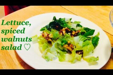 Lettuce & spicy walnuts salad, sweet, spicy, tangy, easy recipe