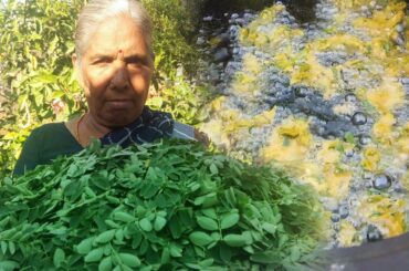 munagaku pakodi drumstic leaves pakodi| healthy snacks moringa leaves recipe village grandma kitchen