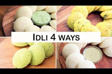 Instant Idli Recipe 4 Ways - Vegetable Idli, Poha Idli, Bread Idli and Matar Idli Recipe