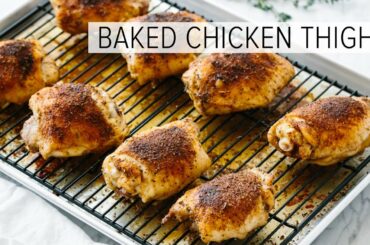 CRISPY BAKED CHICKEN THIGHS | gluten-free, paleo, keto recipe