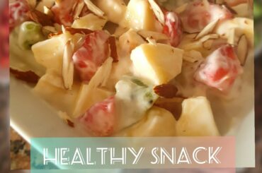 Healthy snack || Fresh fruit salad with the touch of yogurt || tasty n quickest to make