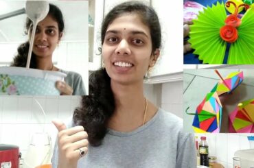 My Fav Healthy Breakfast/DIY Paper Decor/How to make Beautiful Umbrella&Butterfly with COLOR Papers