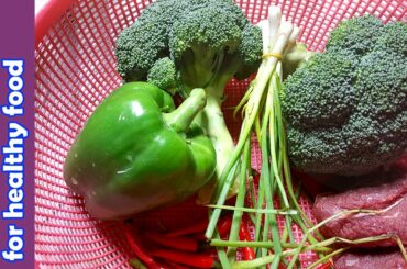Asian Khmer Cooking food recipes, Fried Broccoli & Capsicum for healthy food
