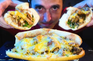 BIG CHEESY SPICY CHICKEN TACO SANDWICH * MUKBANG * NOMNOMSAMMIEBOY