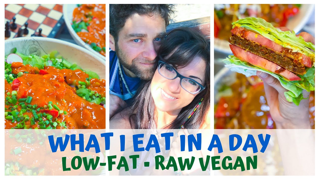 WHAT I EAT IN A DAY with a BURGER! • LOW- FAT RAW FOOD VEGAN WHAT I EAT IN A DAY with a BURGER! • LOW- FAT RAW FOOD VEGAN