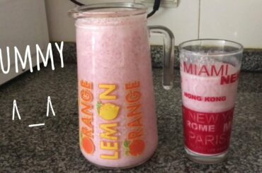 Strawberry Milkshake with Whip Cream 🍓 😛 - 6 Mins - Self Isolation Days - Healthy Food - Cooking ✨
