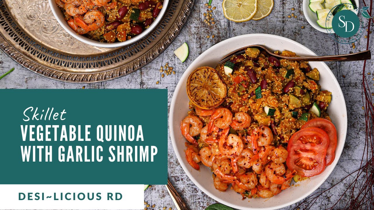 Skillet Vegetable Quinoa With Garlic Shrimp | Easy Dinner Recipe Skillet Vegetable Quinoa With Garlic Shrimp | Easy Dinner Recipe