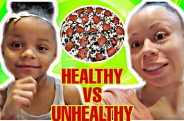 HEALTHY VS UNHEATHLY FOOD| DAIRY VS. VEGAN| COOK WITH ME| COOKING HOMEMADE PIZZA|