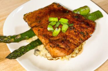 Easy Gourmet Salmon dinner with Asparagus & Mash Potatoes