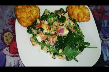 Quick and Easy Dinner or Lunch idea||Salmon Salad w/Rosemary and Garlic Parmesan Biscuits