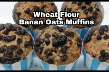 Healthy Wheat Oats Banana Muffins Recipe | Healthy Eggless Baking Recipe | Without Maida Baking
