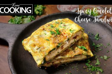 Spicy Omelette Cheese Sandwich | Easy Breakfast Recipe | Indian Street Food | Sandwich Recipes