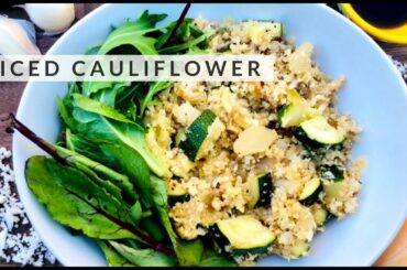 Riced cauliflower BOMB recipe + how to. FAST, cheap healthy meal. For weight loss & vegan meal prep.