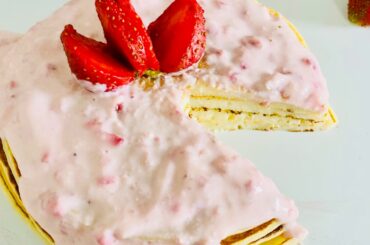 Healthy strawberry yogurt pancake. 120 calories. - 7 servings