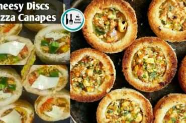 Pizza Bread Canapes | pizza Cheesy Discs | Kids Breakfast Recipe | #Ramadan2020