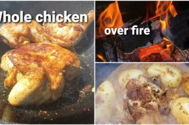Whole Chicken & Potatoes Over Open Fire, Easter Dinner Ideas. Жарим Целую Курицу в Казане на Костре