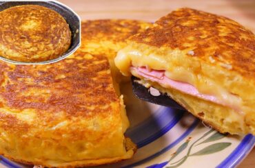 Tasty  Spanish potato omelette SANDWICH style - easy food recipes for dinner to make at home