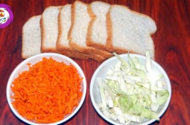Carrot, Cabbage with Bread Recipes | Easy Healthy Food Recipes | Evening Snacks | Pattikattu Samayal