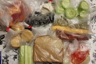 Lunch Ideas 36 Turkey cheese bacon lettuce onion tomatoes cucumber sandwich, celery, blueberries