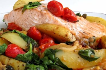 SALMON WITH CAPERS, VEGETABLES RECIPE II HEALTHY FOOD