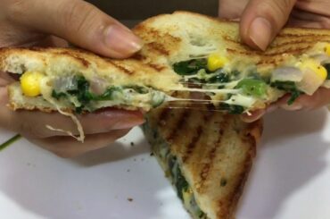 Spinach 'n' Corn Sandwich - Healthy instant recipe- Lockdown special
