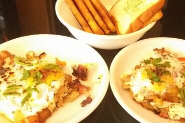 Simple breakfast recipe (AFGHANI OMLET with Bread & rusk toast)