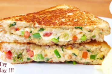 Best Cheesy Veg Sandwich Recipe, Cheese Sandwich, breakfast recipe, lunchbox recipe for kids