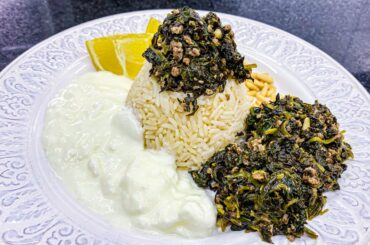 Spinach and Rice: (Rezz w Sbenegh). Easy to Prepare, Healthy Lebanese Traditional Meal. Lunchtime!