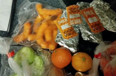 Lunch Ideas 43 turkey corn tortilla taco, cutie, cucumber salad, carrots, whopper rolo candy chips