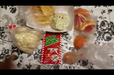 Lunch Ideas 44 Lemon pepper Chicken salad, tortilla chips cauliflower, grapefruit, pop rocks