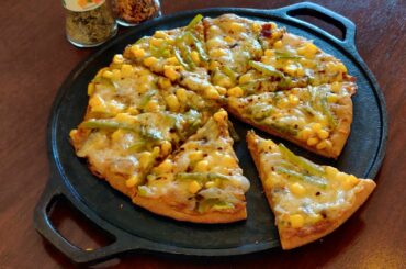 Quick (no yeast) whole wheat pizza/ pan pizza/quick bake pizza - healthy home made pizza