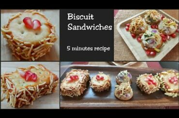 How to make quick snacks recipe with Biscuits| Monaco Sandwiches|Cheese Cracker Sandwiches|Delicious