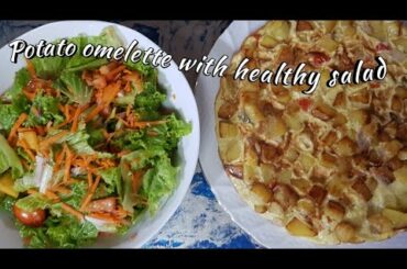 Potato omelette  & healthy salad( අල     ඔම්ලට් සමඟ සැලඩ් එකක්)