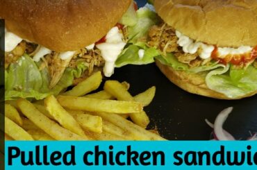 Pulled chicken sandwich/Pulled chicken burgers/chicken sandwich/Easy sandwich/Quick sandwich/party f