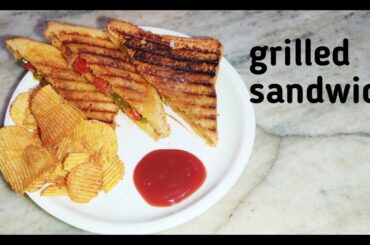 5 min Grilled Sandwich Recipe -ग्रिल्ड सैंडविच , vegetable butter sandwich for breakfast and snacks
