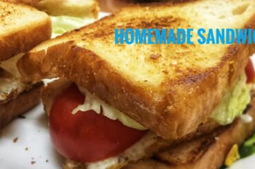 Turkey Ham Egg with Cheese Sandwich || Home made Sandwich || Easy and Quick recipe for Breakfast