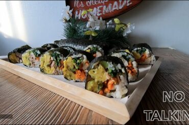 How to: Chicken Breast & Tuna Kimbab 김밥 (simple ingredients, under 330cal)