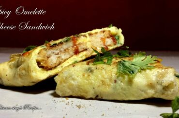 Spicy Omelette Cheese Sandwich | Easy Breakfast Recipe | Indian Street Food | Sandwich Recipes