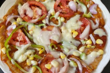 Cheese Instant Atta Pizza Recipe / Wheat Crust Healthy Pizza | Without Oven, Eggless, Baking Powder