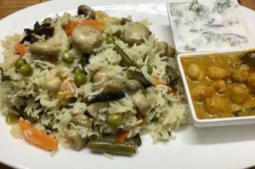 அருமையா ஒரு லஞ்ச் மெனு 20 நிமிஷத்தில் ரெடி/mushroom veg pulav channa kurma quick healthy lunch menu