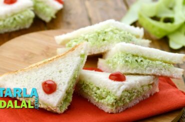 Cucumber Cottage Cheese Sandwich, Veg Paneer Cucumber Sandwich by Tarla Dalal