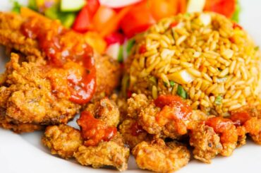 Trini Veggie Fried Rice | Fried Chicken | Fried Shrimp | Salad - Easter Sunday Meal