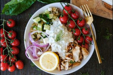 Dinner Recipe: DELICIOUS Greek Chicken Quinoa Bowl by Everyday Gourmet with Blakely
